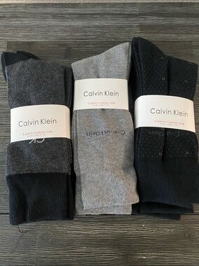 Calvin Klein Men 3-Pack Cushion Sole Crew SET OF 3 TOTAL 9 PAIRS 3 COLORS